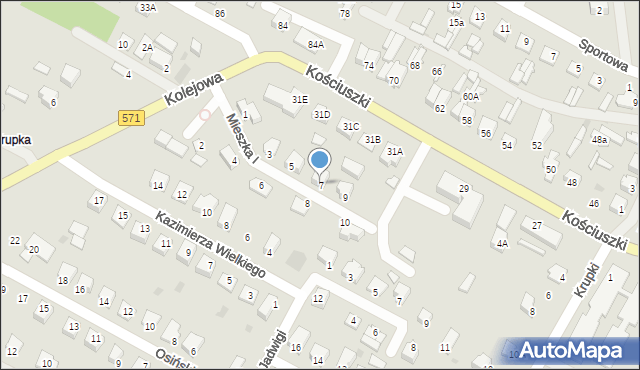 Nasielsk, Mieszka I, 7, mapa Nasielsk