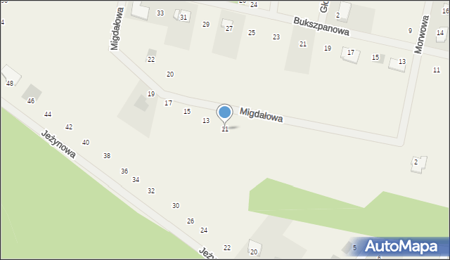 Nekla, Migdałowa, 11, mapa Nekla