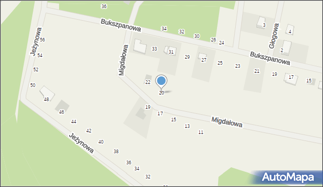 Nekla, Migdałowa, 20, mapa Nekla