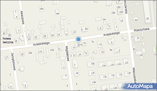 Nowa Iwiczna, Migdałowa, 1C, mapa Nowa Iwiczna