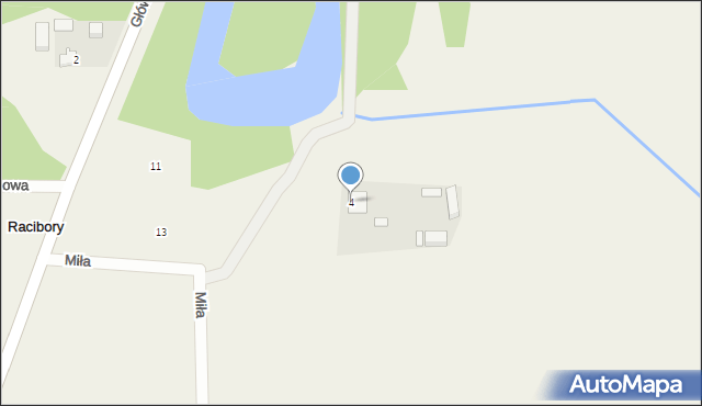 Nowe Racibory, Miła, 4, mapa Nowe Racibory