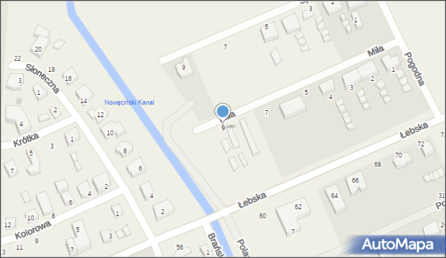 Nowęcin, Miła, 9, mapa Nowęcin
