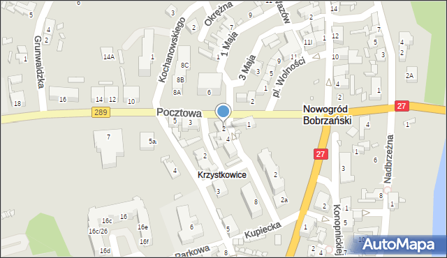 Nowogród Bobrzański, Mickiewicza Adama, 2, mapa Nowogród Bobrzański