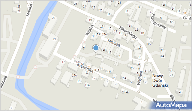 Nowy Dwór Gdański, Miłosza Czesława, 3, mapa Nowy Dwór Gdański