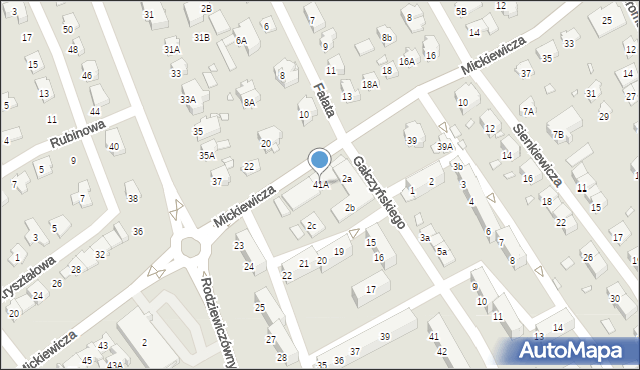 Nysa, Mickiewicza Adama, 41A, mapa Nysy