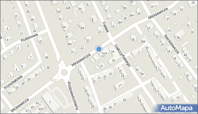 Nysa, Mickiewicza Adama, 41B, mapa Nysy