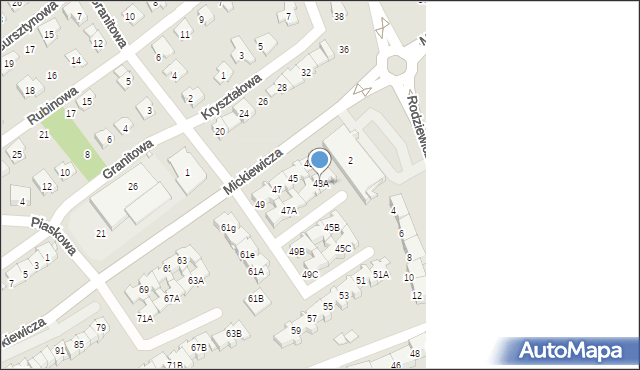 Nysa, Mickiewicza Adama, 43A, mapa Nysy