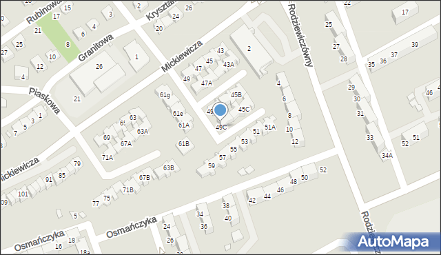 Nysa, Mickiewicza Adama, 49C, mapa Nysy
