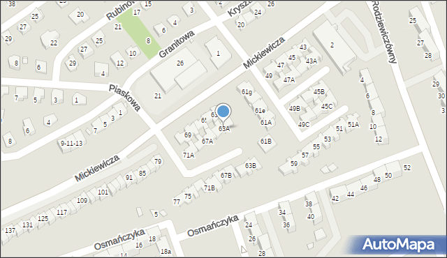 Nysa, Mickiewicza Adama, 63A, mapa Nysy