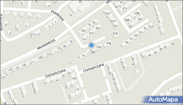 Nysa, Mickiewicza Adama, 71B, mapa Nysy