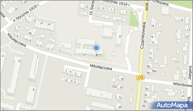 Oborniki, Mikołajczaka Franciszka, 1B, mapa Oborniki
