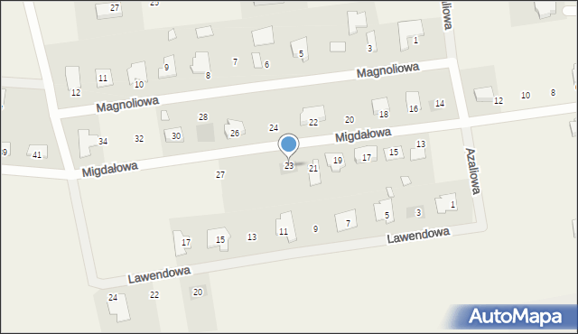 Obrzębin, Migdałowa, 23, mapa Obrzębin