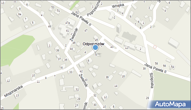 Odporyszów, Misjonarska, 3, mapa Odporyszów