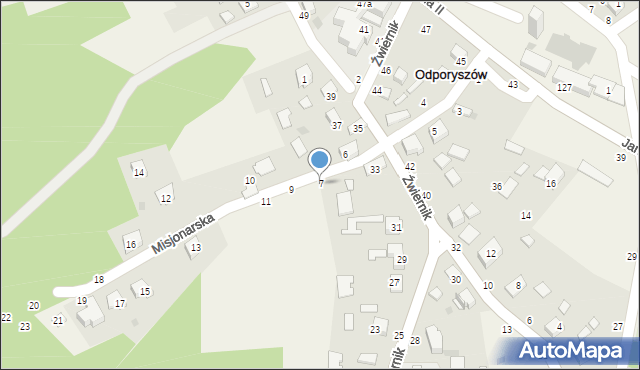 Odporyszów, Misjonarska, 7, mapa Odporyszów