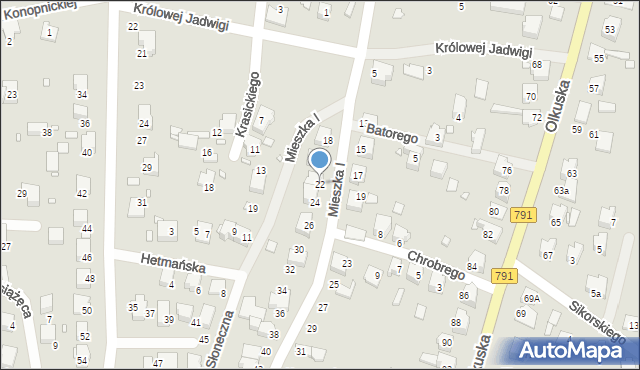 Ogrodzieniec, Mieszka I, 22, mapa Ogrodzieniec