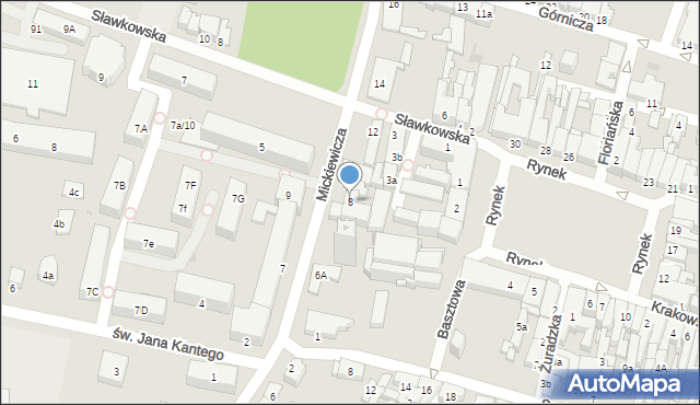 Olkusz, Mickiewicza Adama, 8, mapa Olkusz