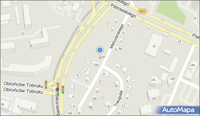 Olsztyn, Mielczarskiego Romualda, 10, mapa Olsztyna