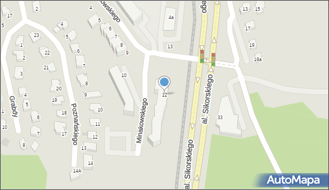 Olsztyn, Minakowskiego Wacława, prof., 12, mapa Olsztyna