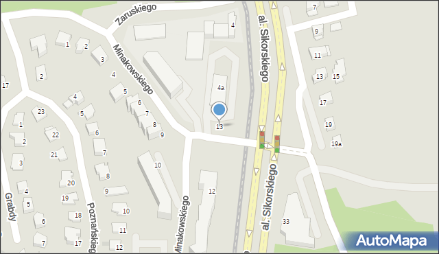 Olsztyn, Minakowskiego Wacława, prof., 13, mapa Olsztyna