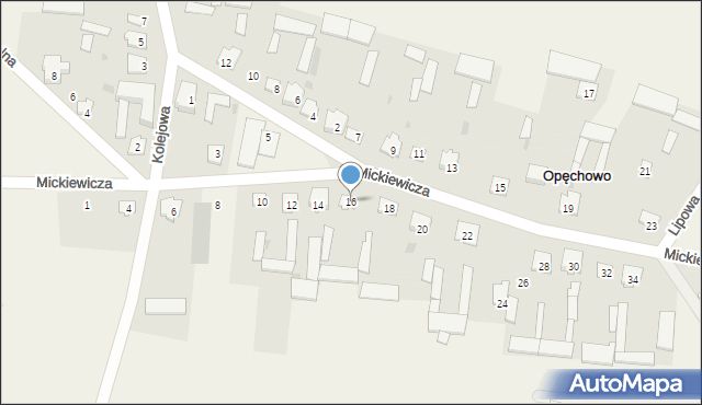 Opęchowo, Mickiewicza Adama, 16, mapa Opęchowo