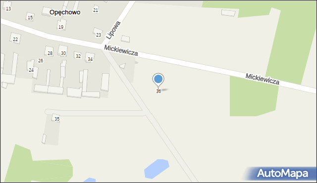 Opęchowo, Mickiewicza Adama, 36, mapa Opęchowo