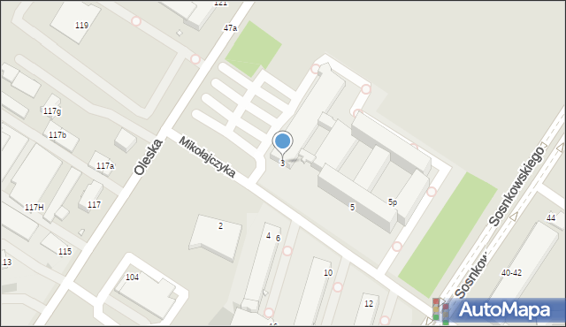 Opole, Mikołajczyka Stanisława, 3, mapa Opola