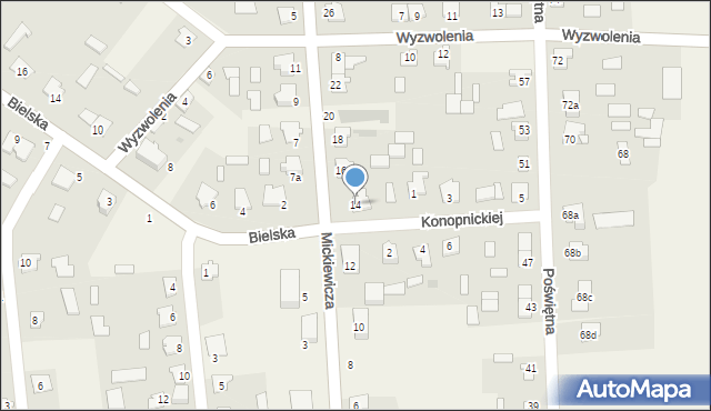 Orla, Mickiewicza Adama, 14, mapa Orla