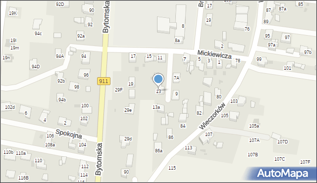 Orzech, Mickiewicza Adama, 13, mapa Orzech