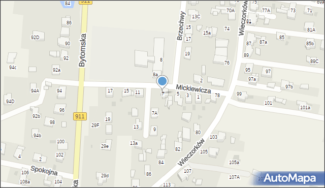 Orzech, Mickiewicza Adama, 7, mapa Orzech
