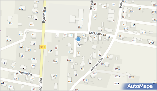 Orzech, Mickiewicza Adama, 7A, mapa Orzech