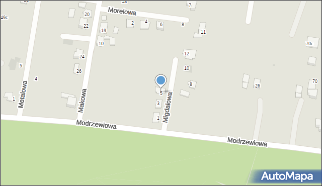 Orzesze, Migdałowa, 5, mapa Orzesze