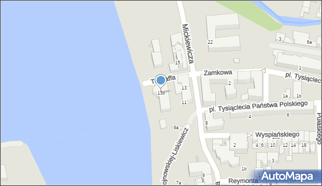Ostróda, Mickiewicza Adama, 13b, mapa Ostróda