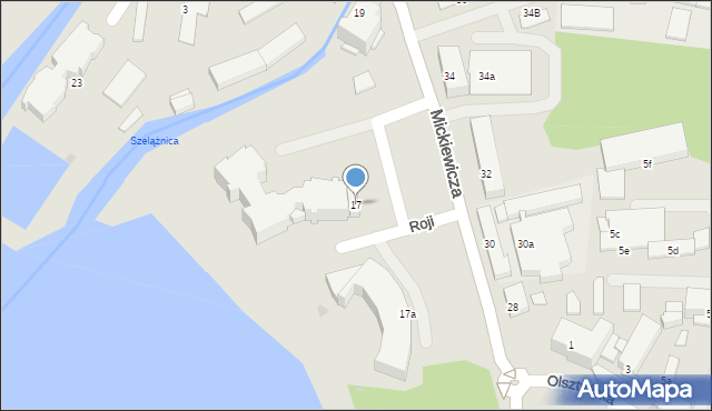 Ostróda, Mickiewicza Adama, 17, mapa Ostróda