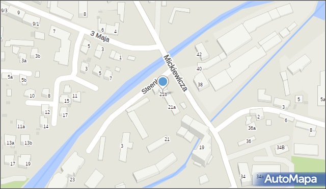 Ostróda, Mickiewicza Adama, 21b, mapa Ostróda