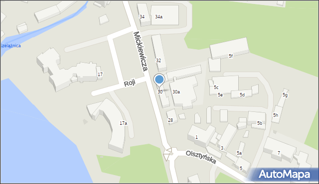 Ostróda, Mickiewicza Adama, 30, mapa Ostróda