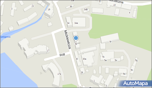 Ostróda, Mickiewicza Adama, 32, mapa Ostróda