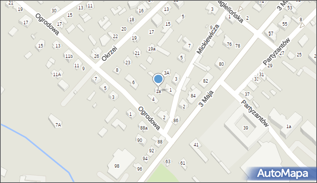Ostrów Mazowiecka, Mickiewicza Adama, 1a, mapa Ostrów Mazowiecka