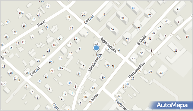 Ostrów Mazowiecka, Mickiewicza Adama, 9, mapa Ostrów Mazowiecka