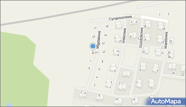 Otrębusy, Migdałowa, 9, mapa Otrębusy