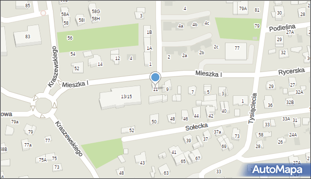 Otwock, Mieszka I, 11, mapa Otwock