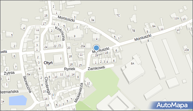 Otyń, Mickiewicza Adama, 14, mapa Otyń