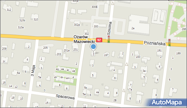 Ożarów Mazowiecki, Mickiewicza Adama, 1, mapa Ożarów Mazowiecki