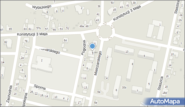 Ozorków, Mielczarskiego Romualda, 3, mapa Ozorków