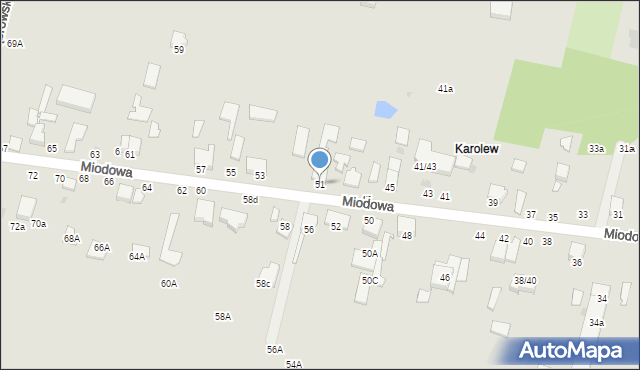 Pabianice, Miodowa, 51, mapa Pabianic