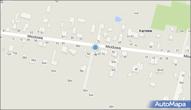 Pabianice, Miodowa, 56, mapa Pabianic