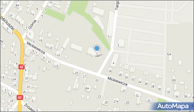 Pajęczno, Mickiewicza Adama, 14A, mapa Pajęczno