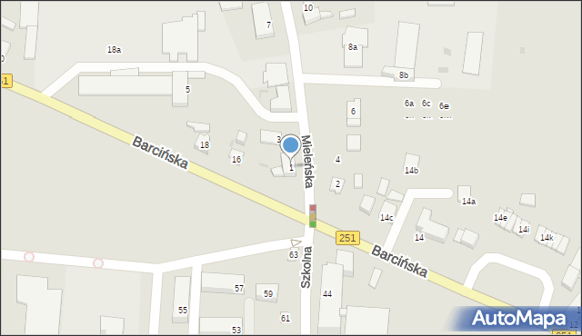 Pakość, Mieleńska, 1, mapa Pakość