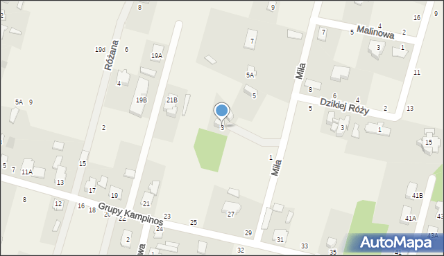 Palmiry, Miła, 3, mapa Palmiry