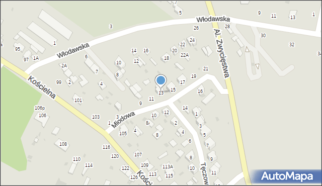 Parczew, Miodowa, 13, mapa Parczew