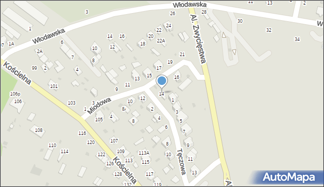 Parczew, Miodowa, 14, mapa Parczew